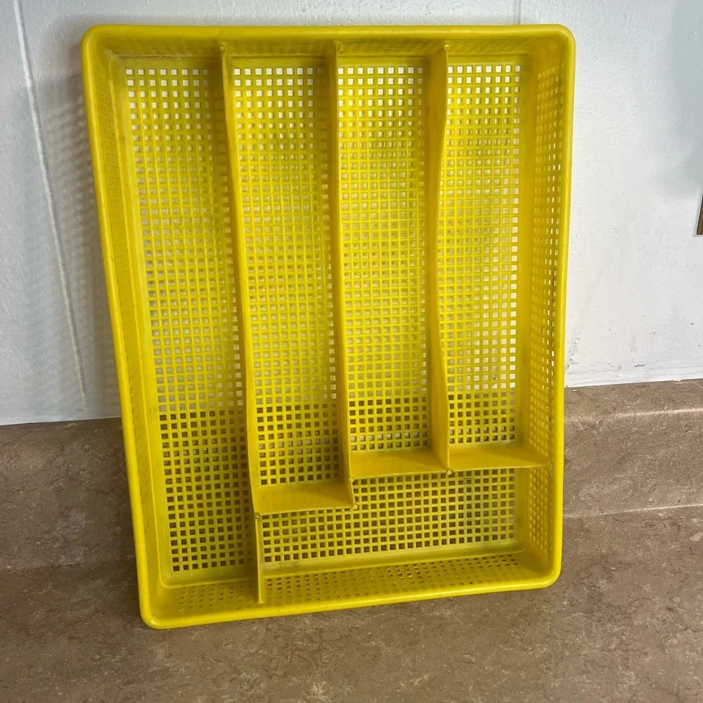 Yellow Plastic Cutlery and Utensil Drawer Organizer